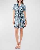 Thumbnail for your product : Trina Turk Annabel Belted Geometric-Print Mini Shirtdress