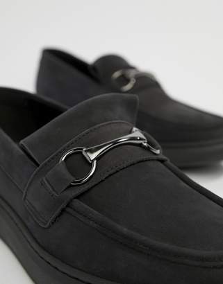 ASOS Design DESIGN Loafers In Black Leather With Snaffle