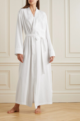 SKIMS Hotel Embroidered Cotton And Modal-blend Twill Robe - Marble