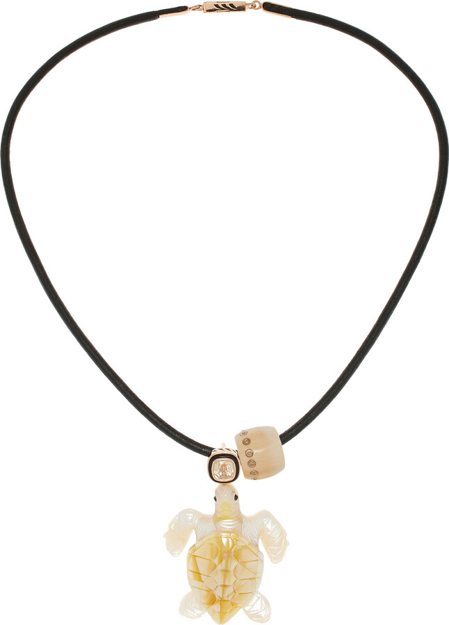 Dezso by Sara Beltrán of-Pearl Turtle, Shell Leather NecklaceBY SARA BELTRÁN