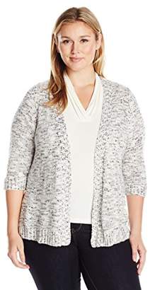 Notations Women's Petite Size 3/4 Sleeve Open Front Nep Sweater Cardigan