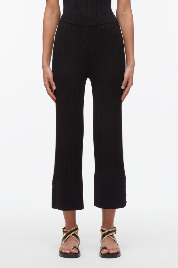 Wide Leg Pajama with Piping in MIDNIGHT-IVORY