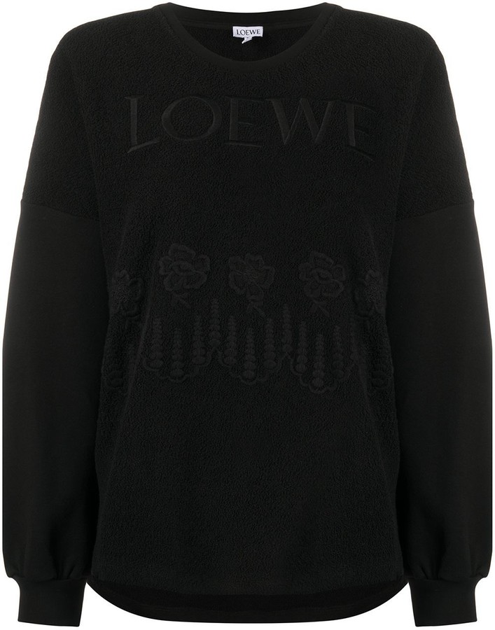 Loewe Embroidered Floral Logo Sweater Black - ShopStyle