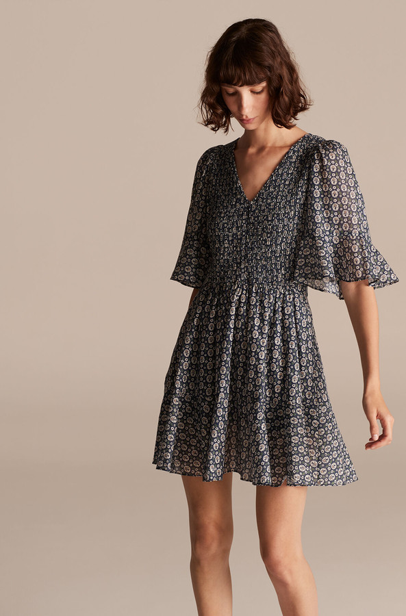 rebecca taylor leopard smocked dress