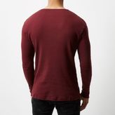 Thumbnail for your product : River Island Mens Red ribbed slim fit long sleeve T-shirt