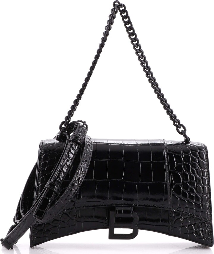 Balenciaga Hourglass Crossbody Bag Crocodile Embossed Leather XS - ShopStyle