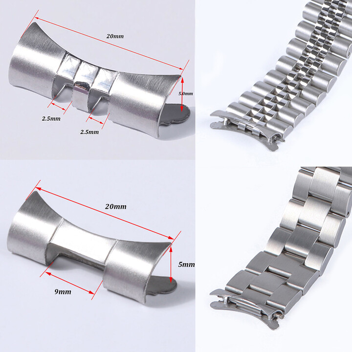 None 2pcs Stainless Steel Curved End for Seiko SKX009 SKX007 Watch Strap Connector 18mm 19mm 20mm 21mm 22mm Metal Band Connector
