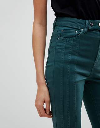ASOS Tall TALL RIDLEY High Waist Skinny Jean With Front Seam Detail And Extended button tab In Dark Forest Green