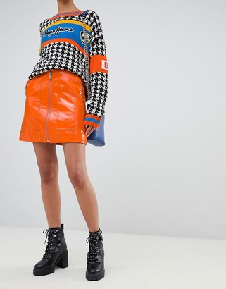Pepe Jeans patent mini skirt with exposed zip
