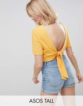 ASOS Tall DESIGN Tall Crop T-Shirt With Tie Back