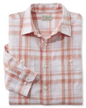 L.L. Bean Linen/Cotton Shirt, Slightly Fitted Long-Sleeve Plaid