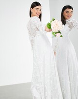 Thumbnail for your product : ASOS EDITION Violet placement embroidered wedding dress with high neck