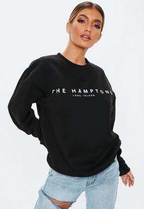 Missguided Black Hamptons Graphic Sweatshirt