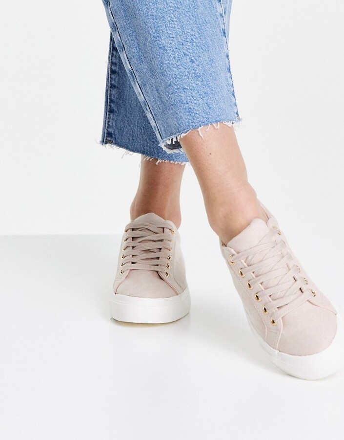 Topshop Camden lace up sneakers in blush - ShopStyle