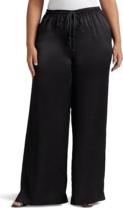 Lauren Ralph Lauren Plus Size Charmeuse Wide-Leg Pants (Black) Women's  Casual Pants - ShopStyle