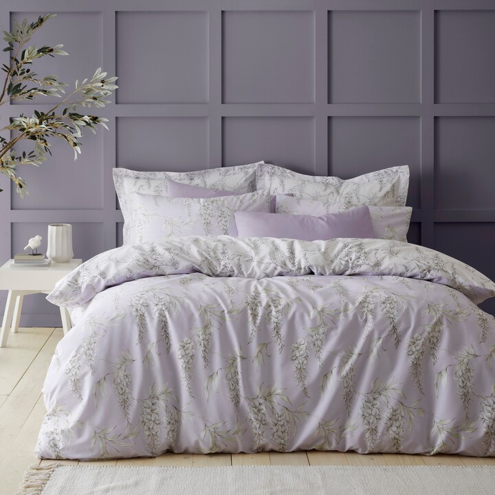 Dunelm Wisteria Lilac Duvet Cover and Pillowcase Set Purple/White