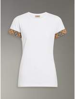 Thumbnail for your product : Burberry Check Detail Stretch Cotton T-shirt