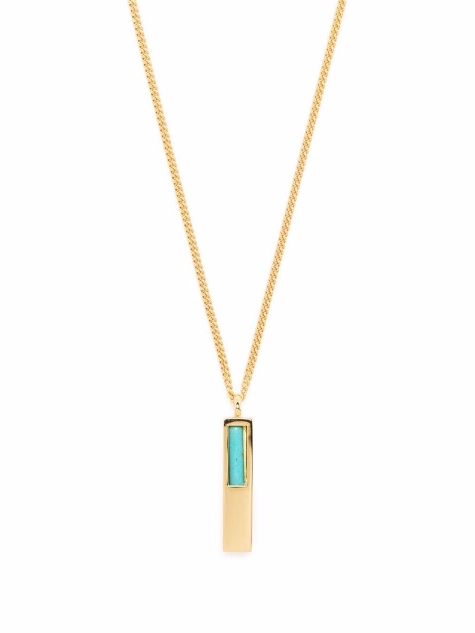 Pendant plated gold Delicate white turquoise.