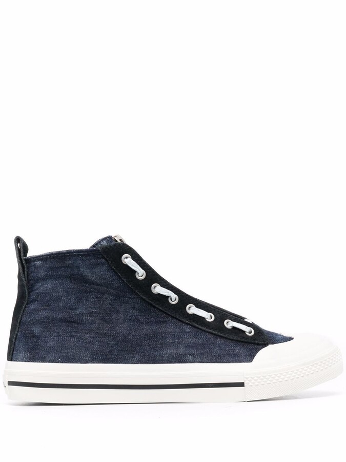 Diesel Denim-Suede High-Top Trainers - ShopStyle Shoes