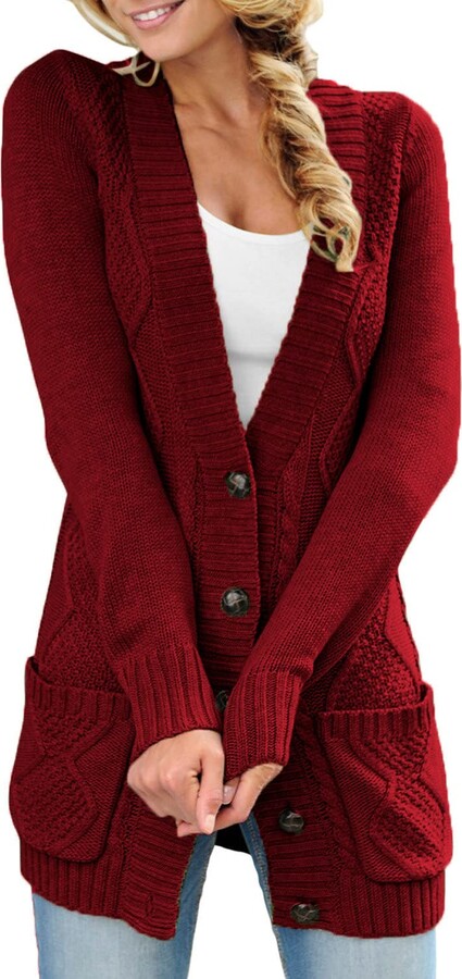 red cardigan sweater plus size