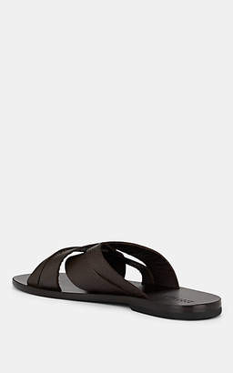 Barneys New York Men's Crisscross Leather Slide Sandals - Brown