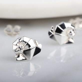 Nest Stunning Silver Origami Snail Earrings