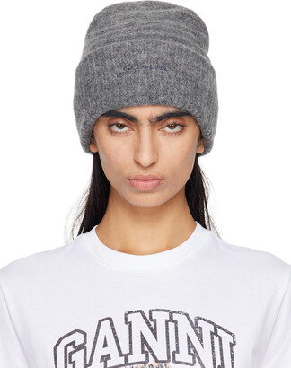 Ganni Logo-patch Metallic-crochet Beret - ShopStyle Hats