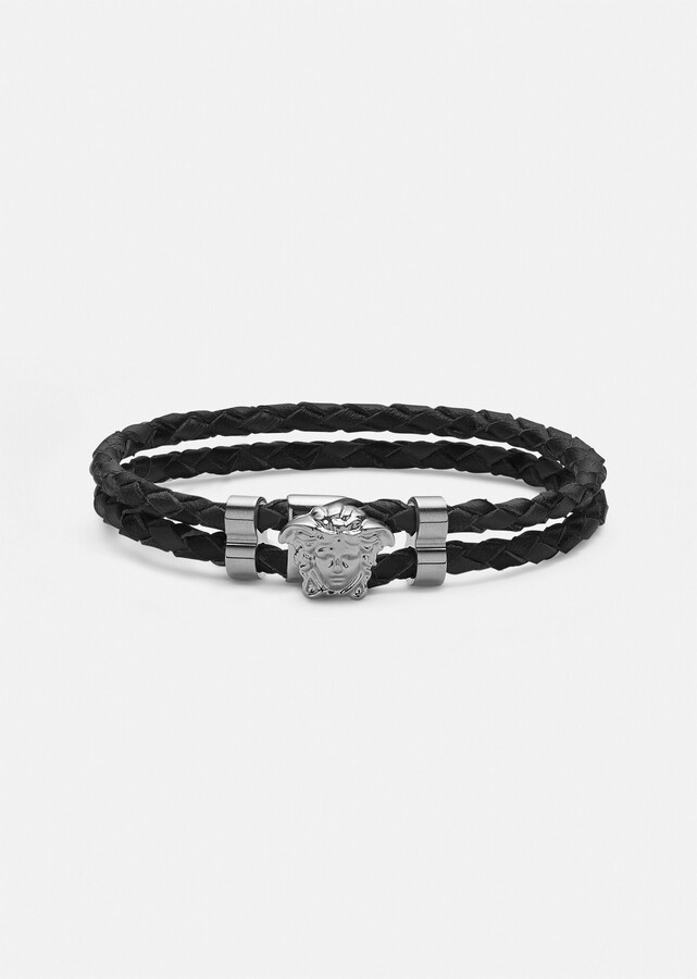 Versace Medusa woven-leather bracelet - ShopStyle Jewelry