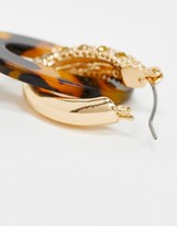 Thumbnail for your product : ASOS DESIGN hoop earrings with crystal link and tortoiseshell in gold tone