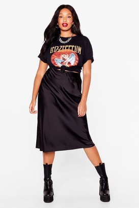 Nasty Gal Womens Plus Size Satin Midi Slip Skirt - Black - 18