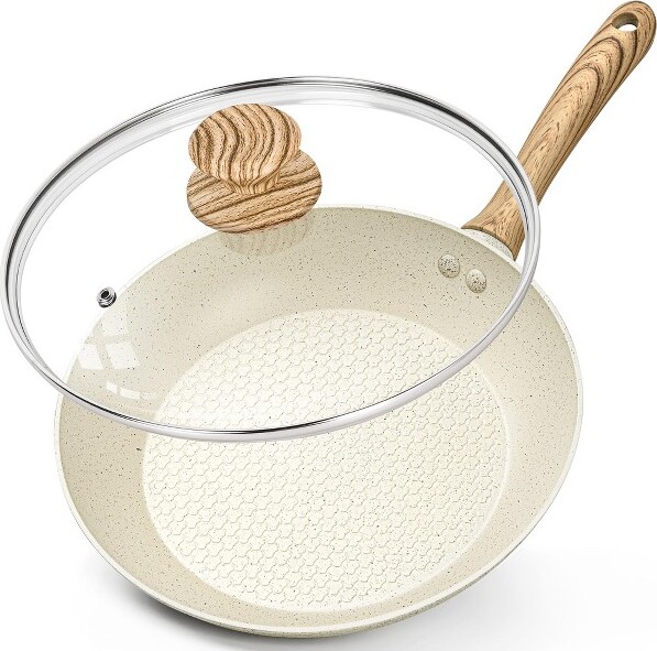 Michelangelo MICHELANGELO10InchNonstickFryingPanwithLid,Non-ToxicGraniteSkilletInductionCompatible