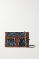 Thumbnail for your product : Gucci + Net Sustain Dionysus Super Mini Leather And Organic Denim-jacquard Shoulder Bag