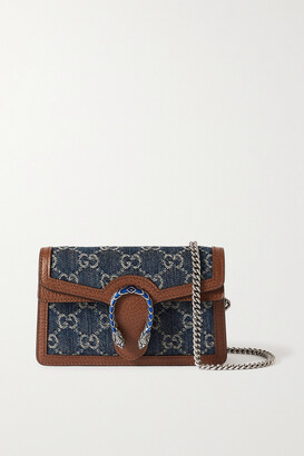 Gucci + Net Sustain Dionysus Super Mini Leather And Organic Denim-jacquard Shoulder Bag