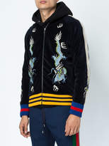 Thumbnail for your product : Gucci dragon embroidered velvet bomber jacket