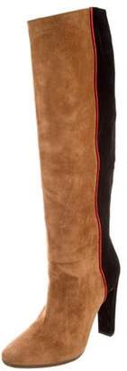 Michel Perry Colorblock Suede Knee-High Boots