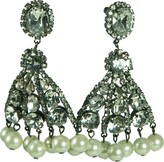 Thumbnail for your product : Kenneth Jay Lane Kenneth Jay Lane-Chandlier Earrings-Crystla & Pearl (Red/Green)