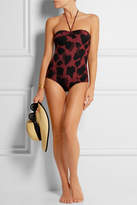 Thumbnail for your product : Gucci Cutout Printed Halterneck Swimsuit - Claret