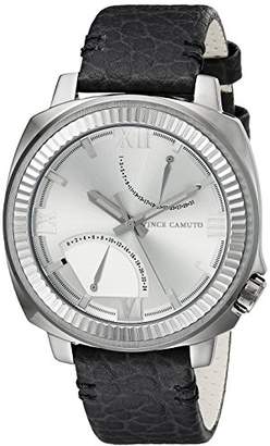 Vince Camuto Men's VC/1003SVDS The Veteran Silver-Tone Dial Dark Grey Leather Strap Watch
