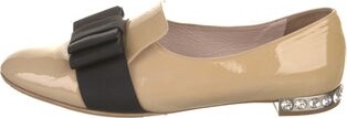 Miu Miu Patent Leather Crystal Embellishments Loafers