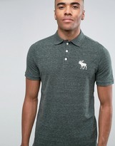 Thumbnail for your product : Abercrombie & Fitch Pique Polo Slim Fit Exploded Tonal Icon In Green Marl