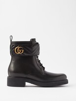 Thumbnail for your product : Gucci GG Marmont Leather Ankle Boots - Black