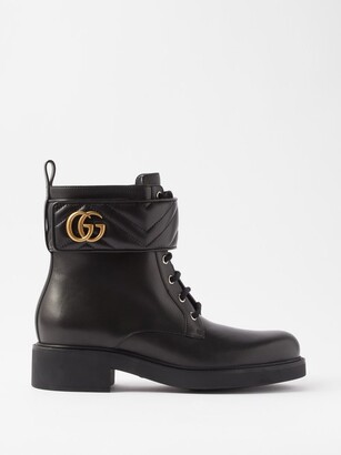 Gucci GG Marmont Leather Ankle Boots - Black