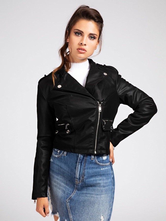 guess faux leather jacket