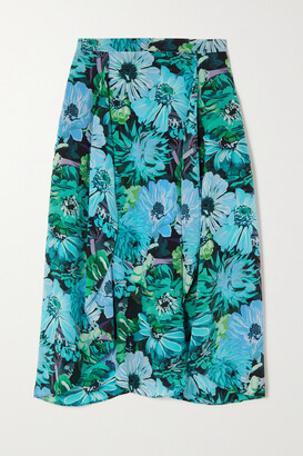 Stella McCartney - Asymmetric Floral-print Silk Crepe De Chine Skirt - Blue