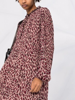 Liu Jo Leopard-Print Long-Sleeve Shirt Dress