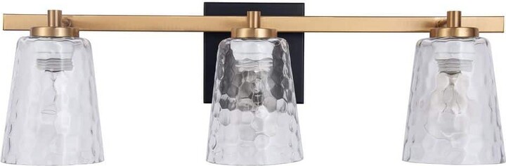 Parrot Uncle Radiance 22.8 in. 3-Light Gold Vanity Light with Clear Water Glass Shades