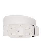 Bally Mirror B Carbon Leather Belt with Silver Buckle