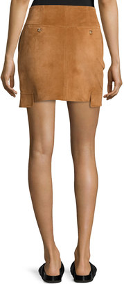 Helmut Lang Suede Mini Cargo Skirt, Beige