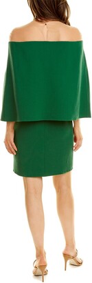Oscar de la Renta Cape Silk-Lined Wool-Blend Mini Dress