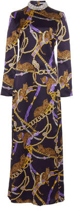 Alessandra Rich Embellished Mockneck Silk Dress